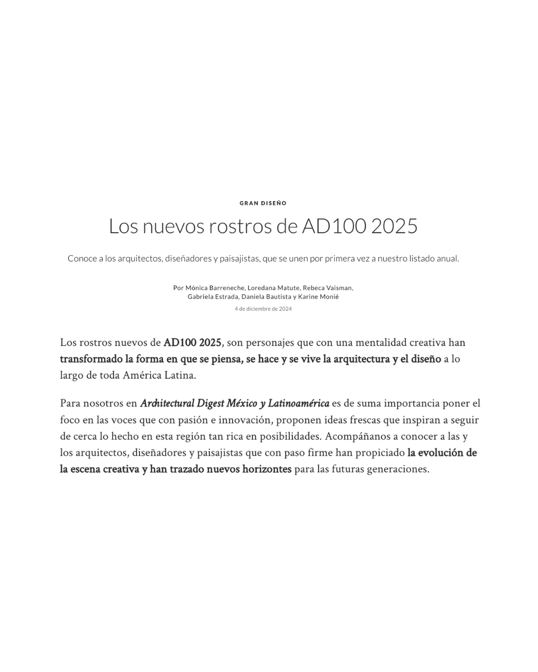 Los nuevos rostros de AD100 2025