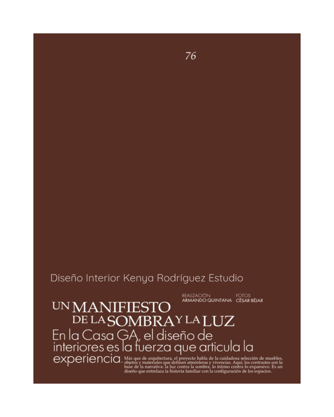 Un manifiesto de la sombra y la luz